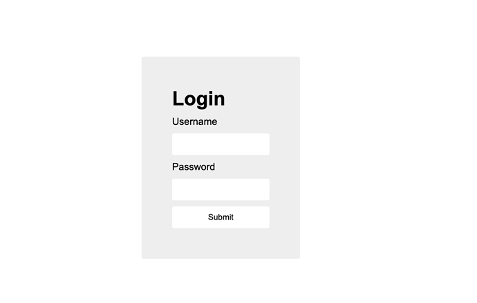 A form with username and password fields, and a submit button