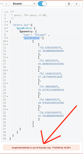 longitude latitude is out of bounds