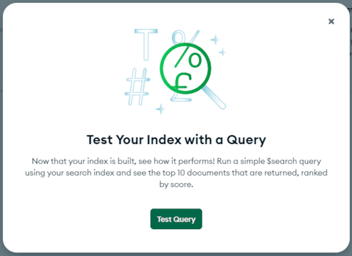 Modal confirmation that your index is ready to use