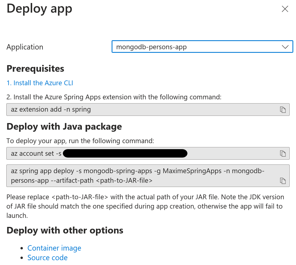 Deploy app instructions