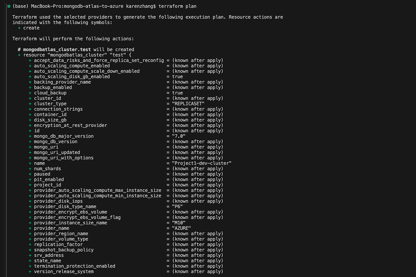 Capture for running Terraform Plan