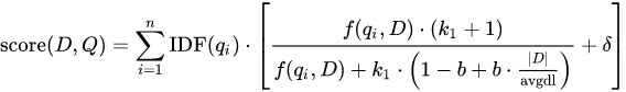 BM25 mathematical formula