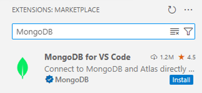 MongoDB for VS Code extension in the marketplace