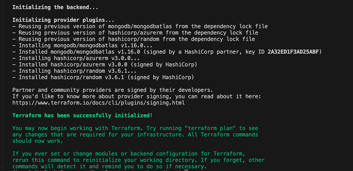 Capture for running Terraform Init