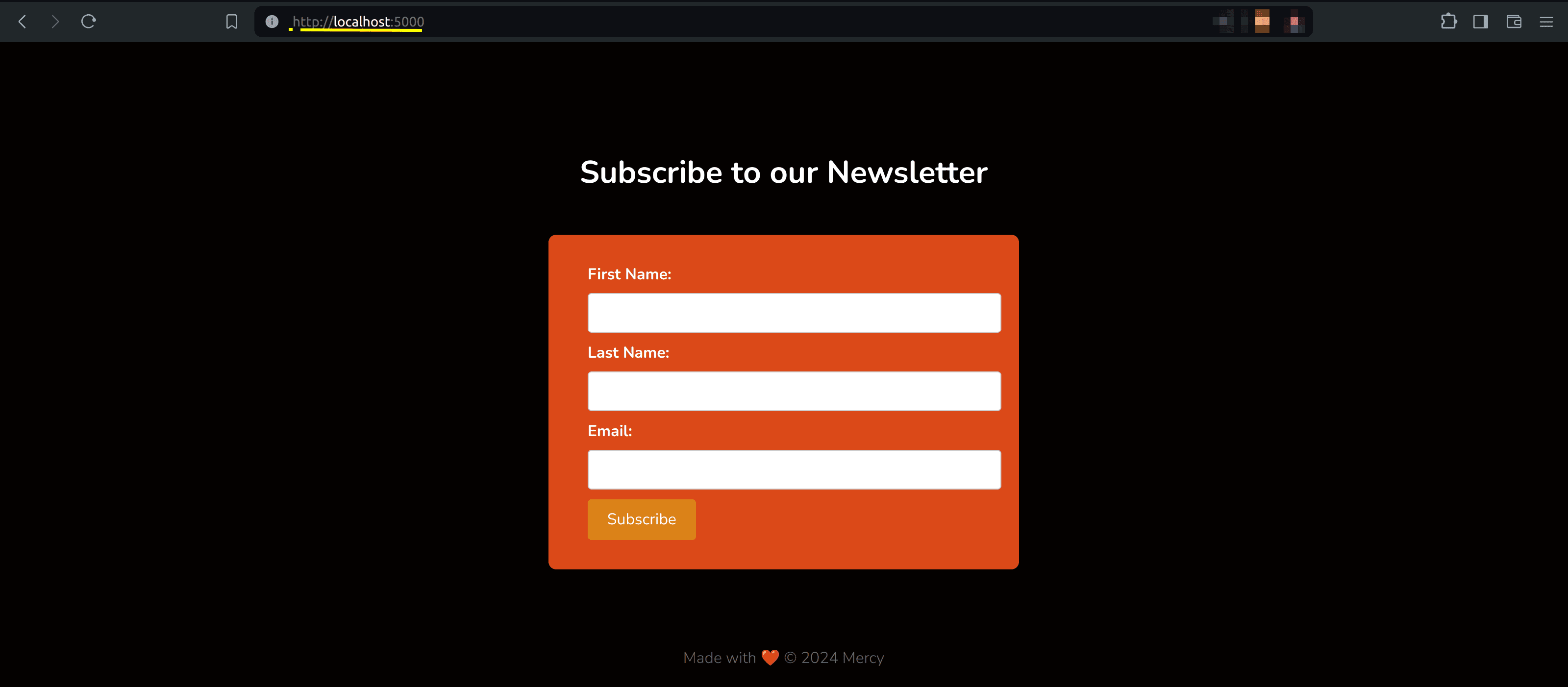 Viewing newsletter landing page