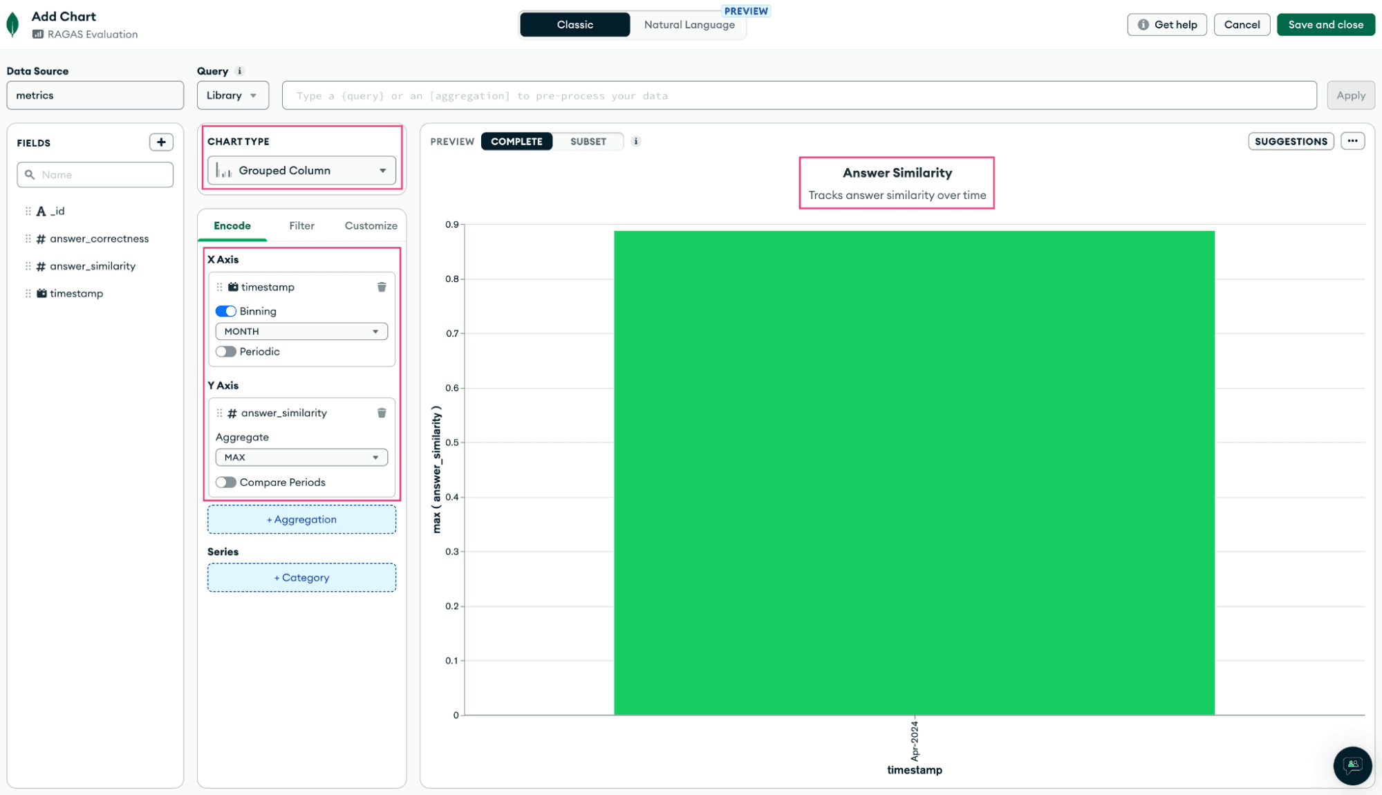 Creating a chart in Atlas Charts