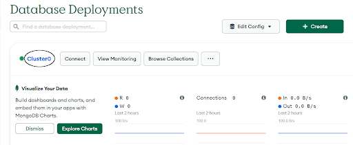 Creating an index on Mongo Atlas from the “Database Deployments” page