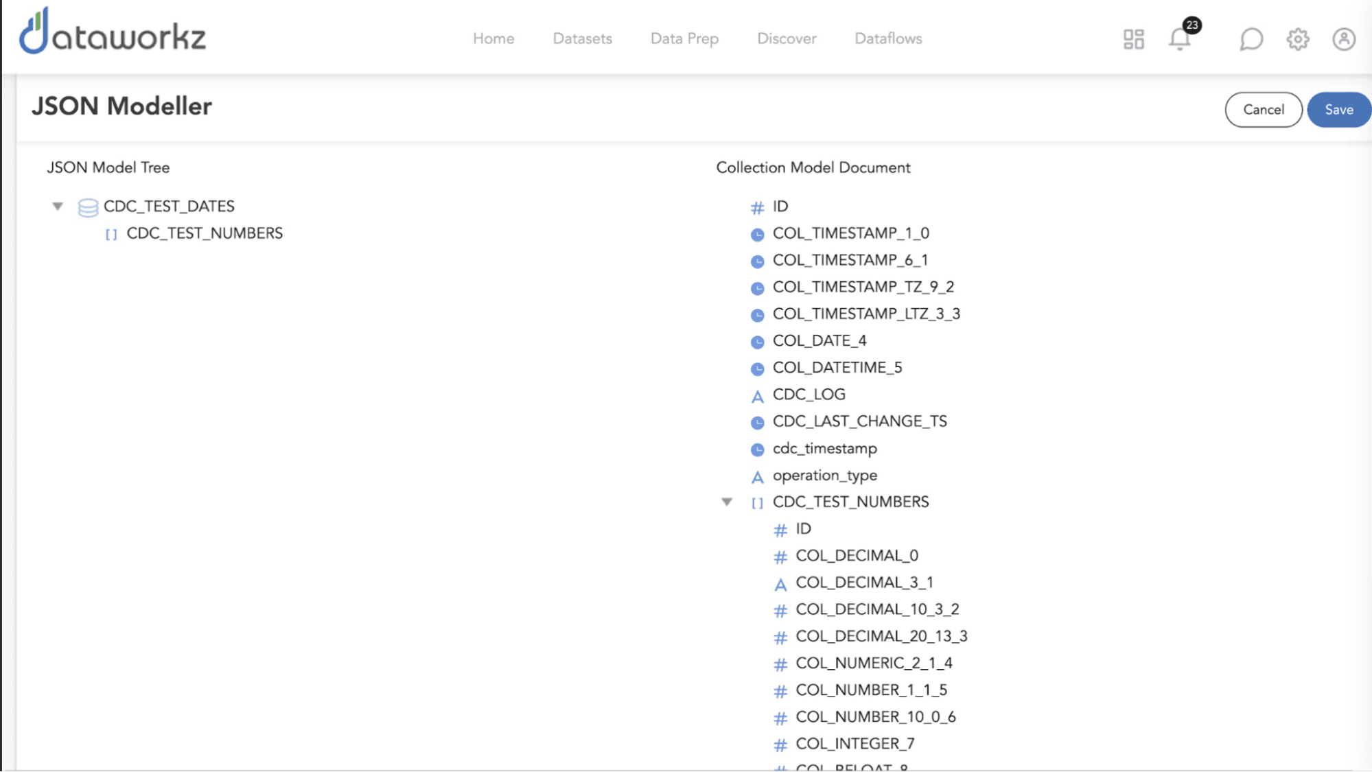 Dataworkz JSON model detail screen