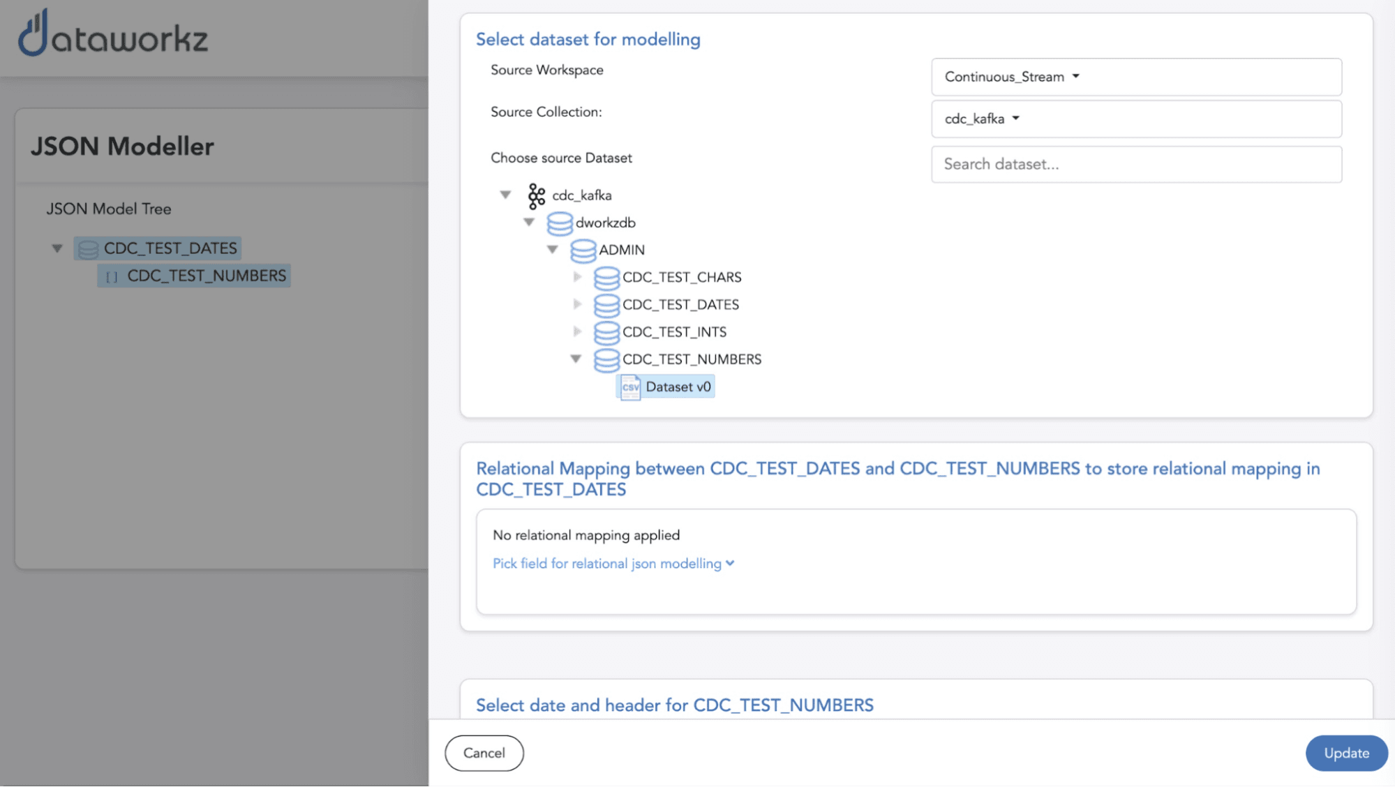 Dataworkz array document child table screen