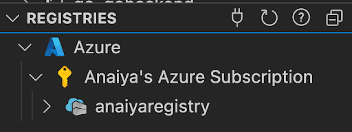 Azure registry set up in VSCode