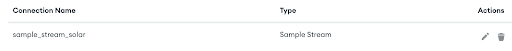 A list of your connection names and types is visible on the Stream Processing page in Atlas
