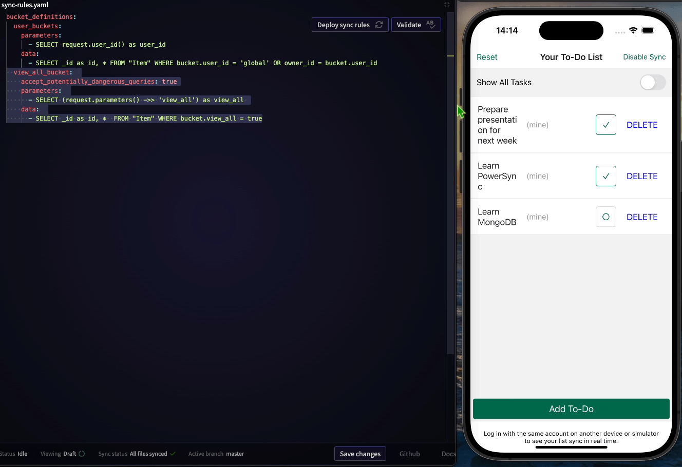 Screenshot of the UI