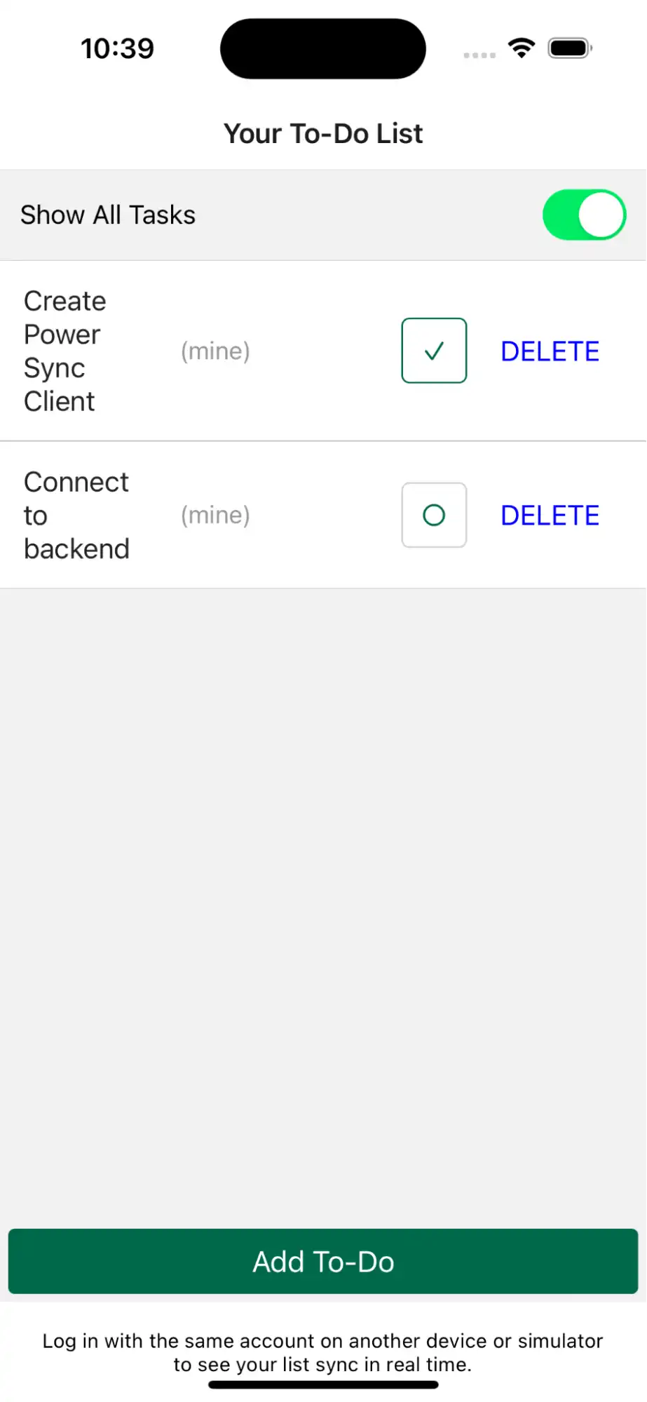 Screenshot of the UI