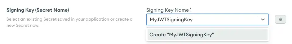 The Signing Keys configuration inputs