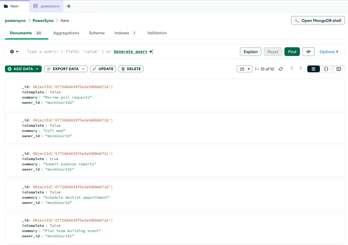 Screenshot of the UI