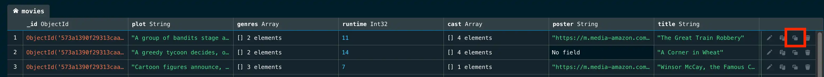 Clone button Table view