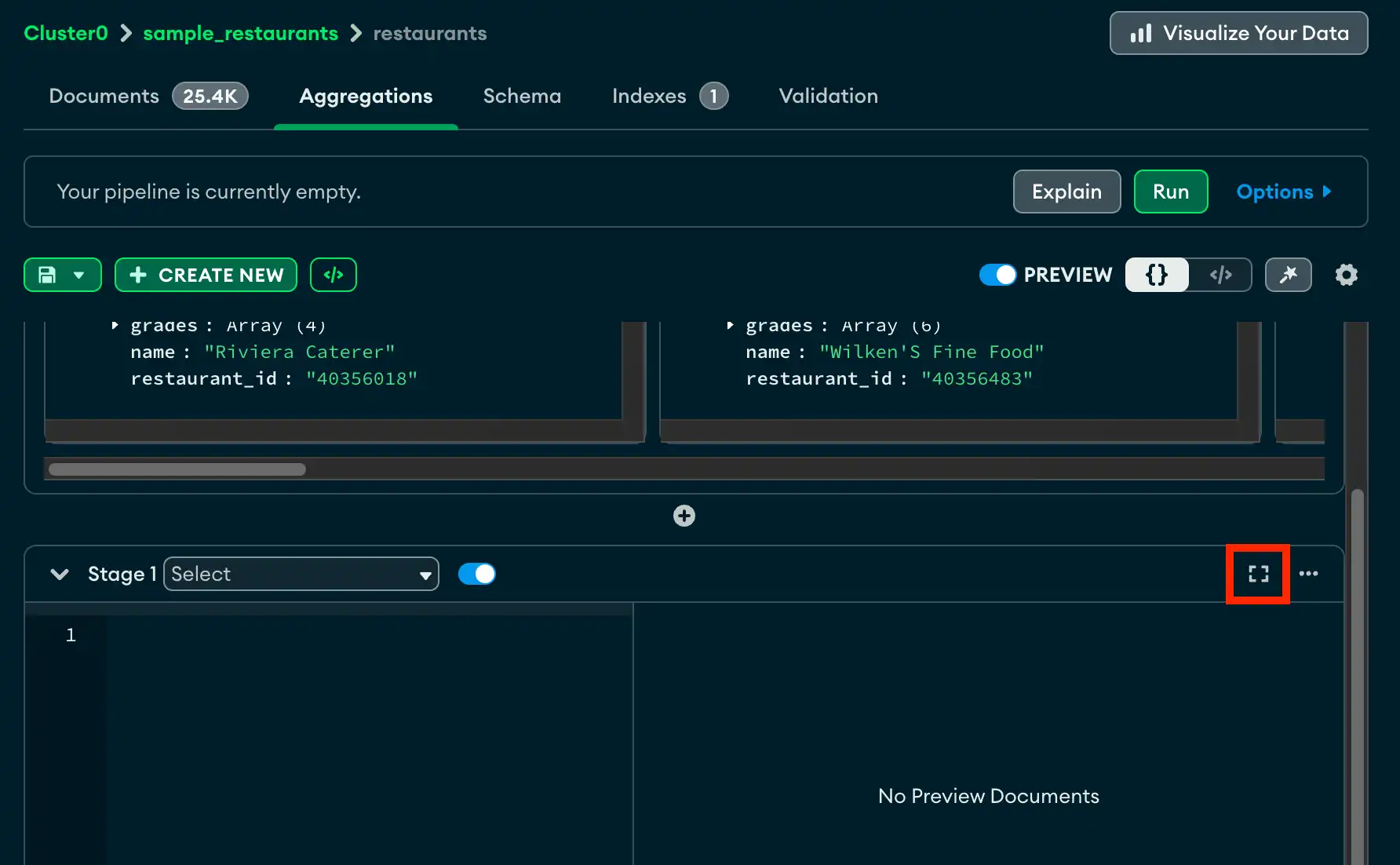 Select the Focus Mode button