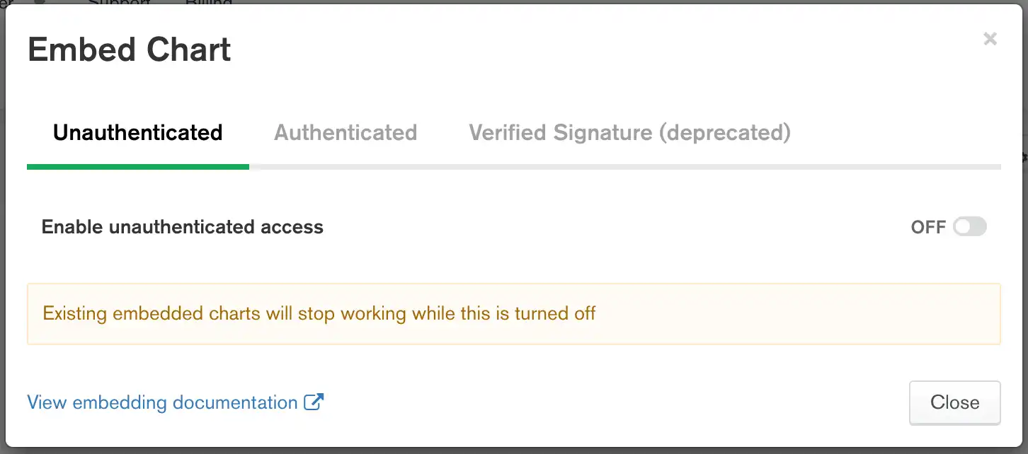 Embed unauthenticated chart