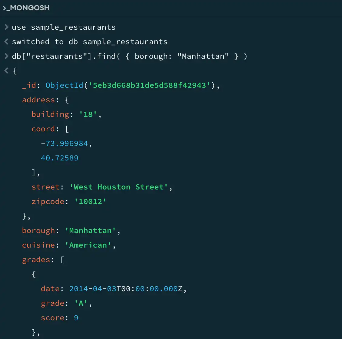 MongoDB Compass embedded shell image