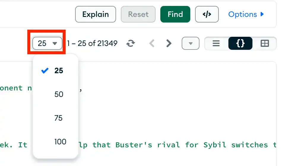 Documents per page selector