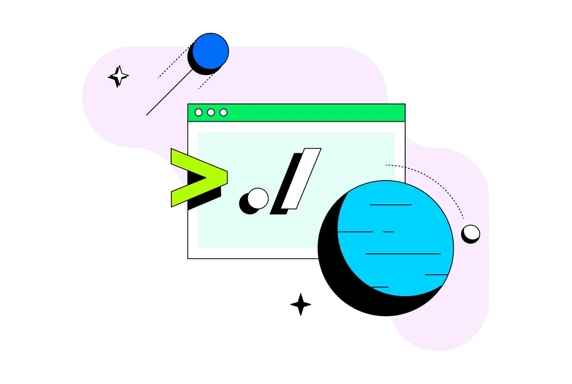 Abstract illustration implying a terminal executing scripts