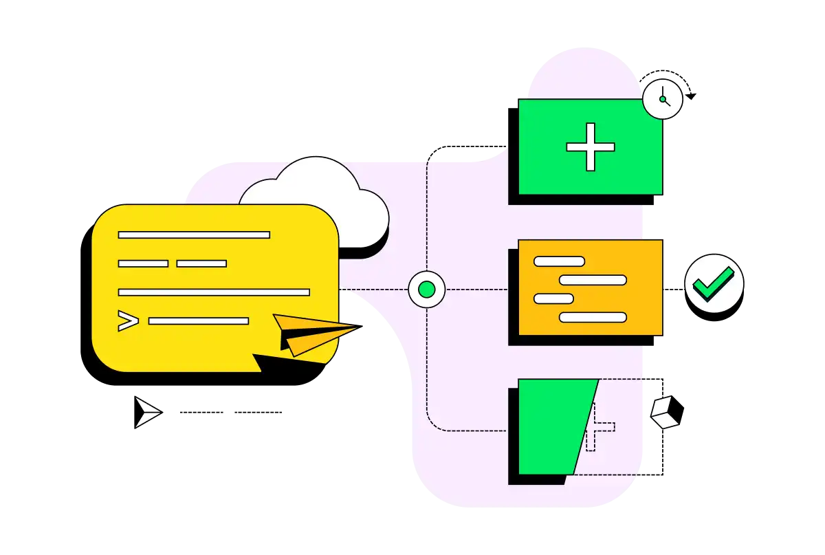 Abstract illustration showing a terminal interacting with different systems