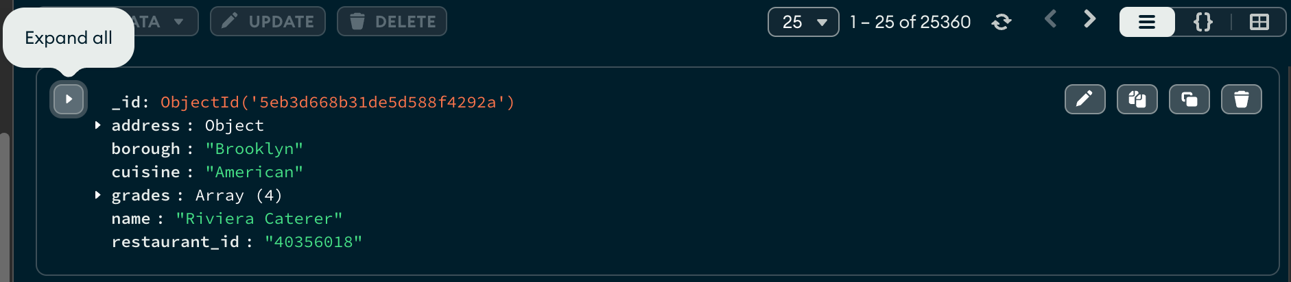 Expand embedded objects list