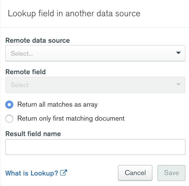 Lookup field modal window