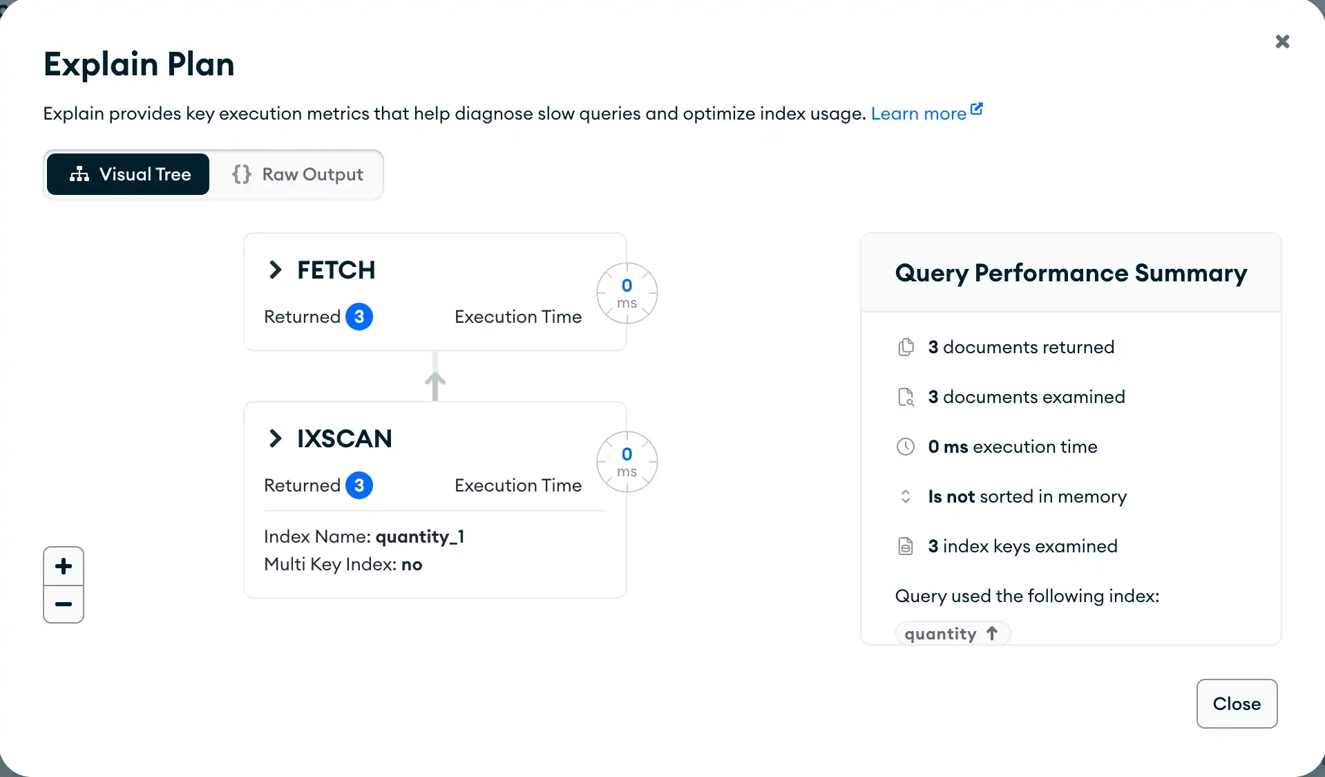 Compass explain plan with index