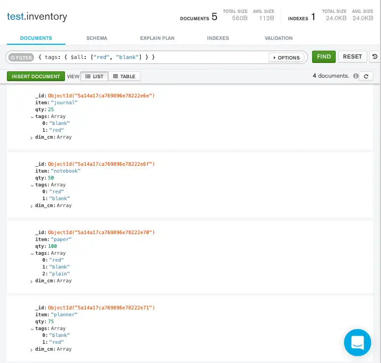 Query array matching all criteria