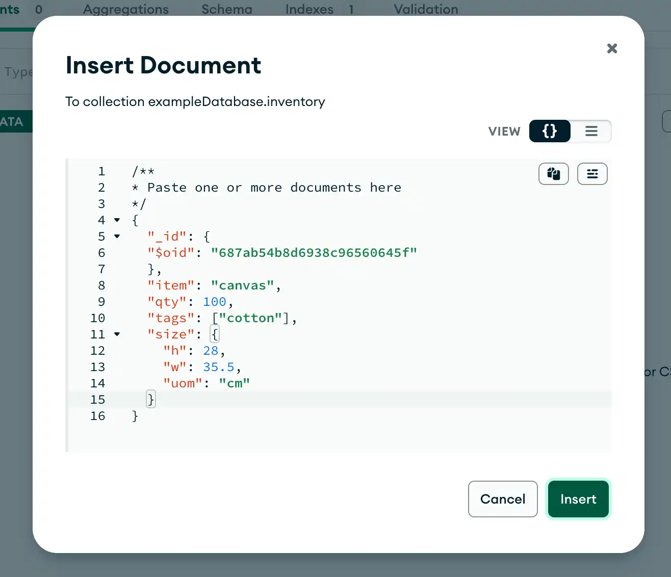 Compass insert new document into collection