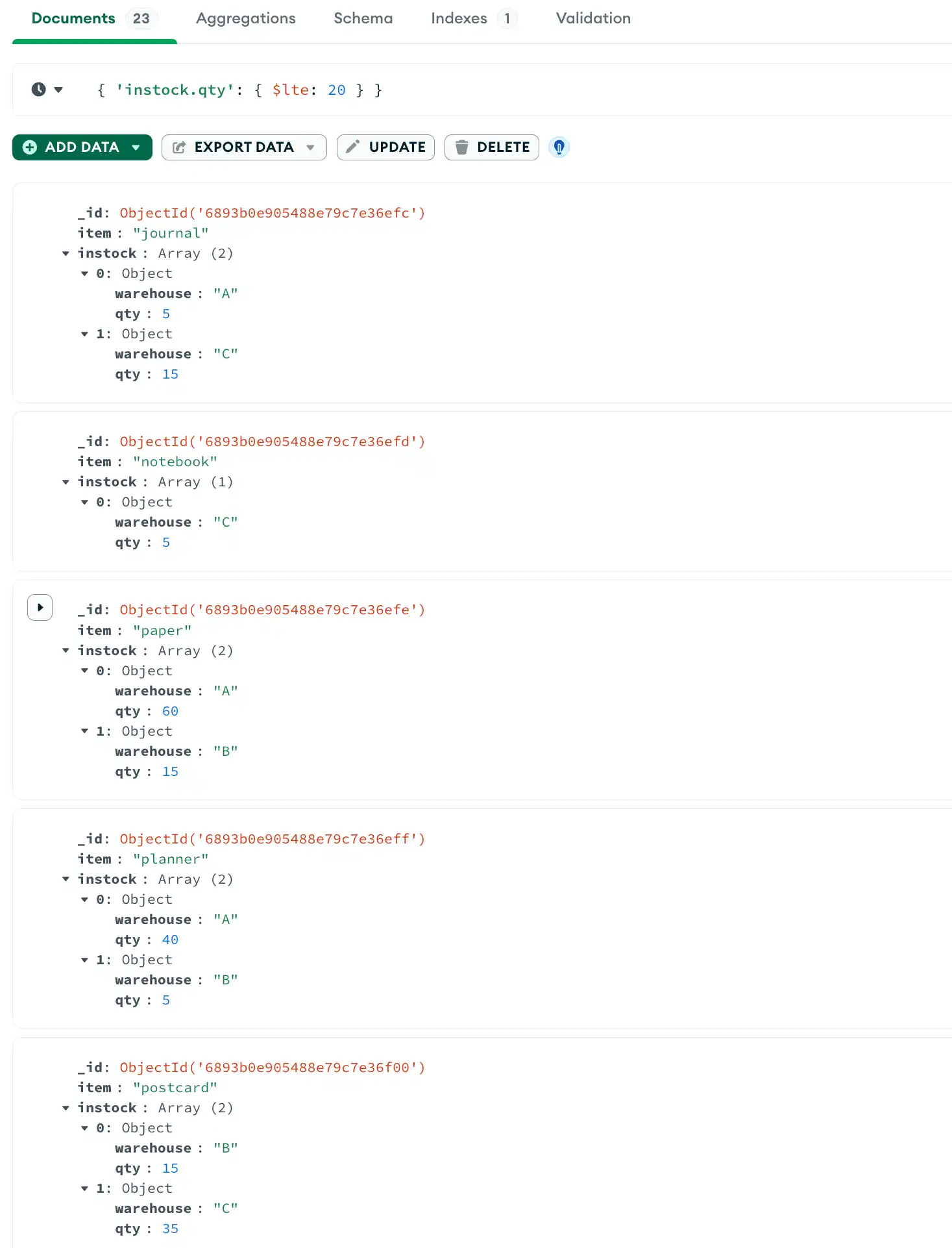 Query for embedded field matching single condition
