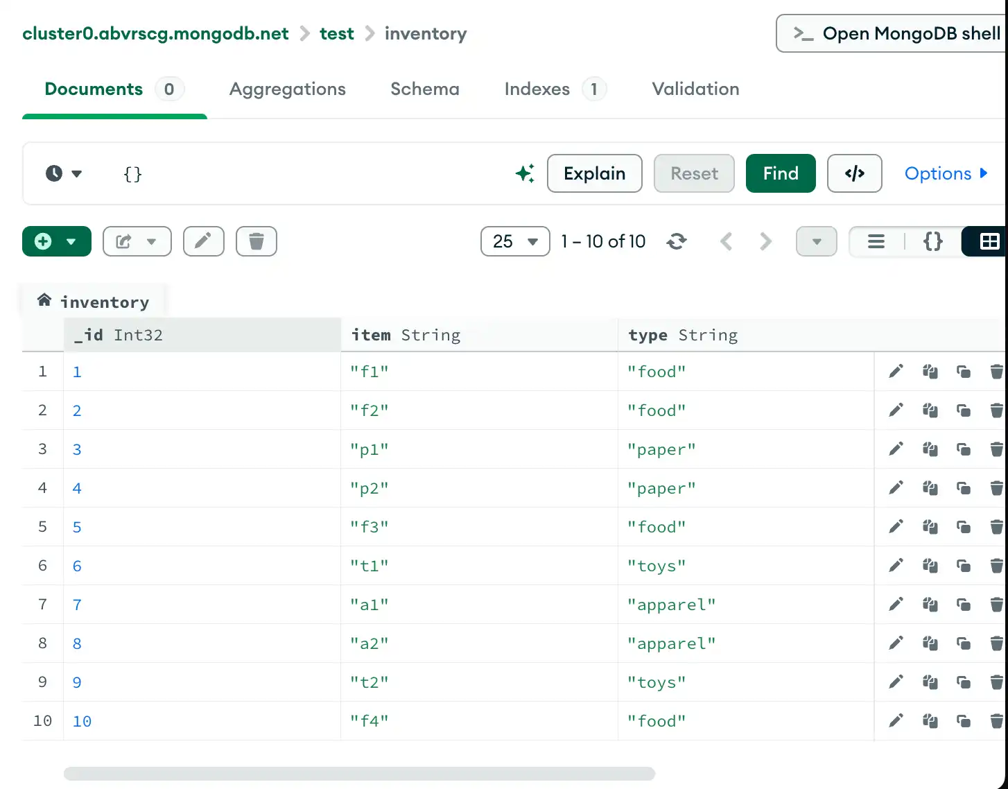 Compass Inventory collection documents