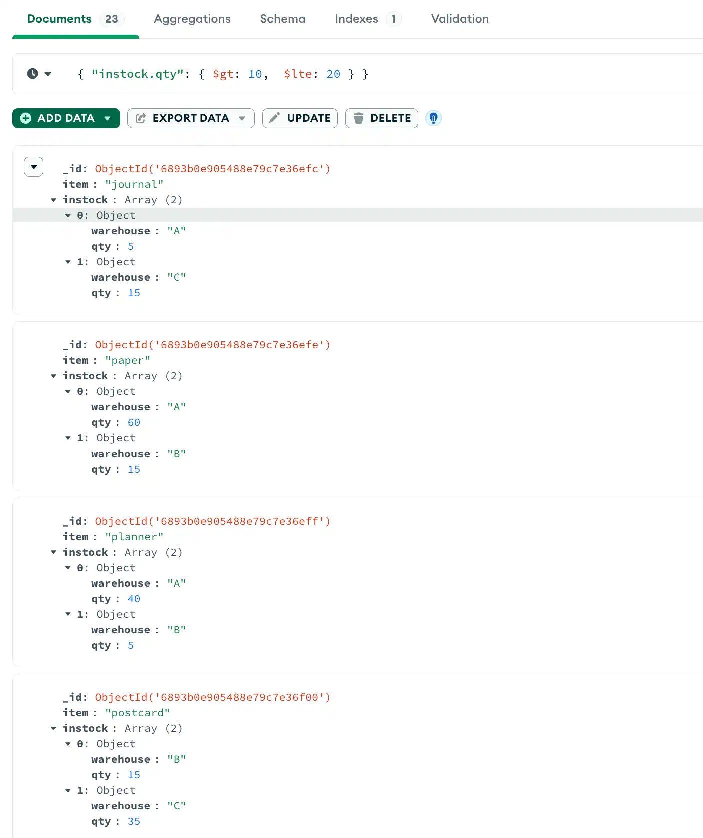 Query quantity value within range