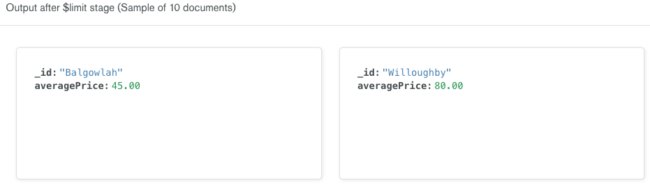 $limit stage output