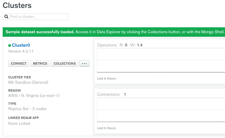 creating a sample database in mongodb atlas