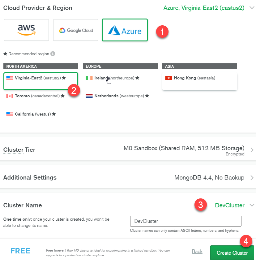 create your mongodb atlas cluster in the cloud