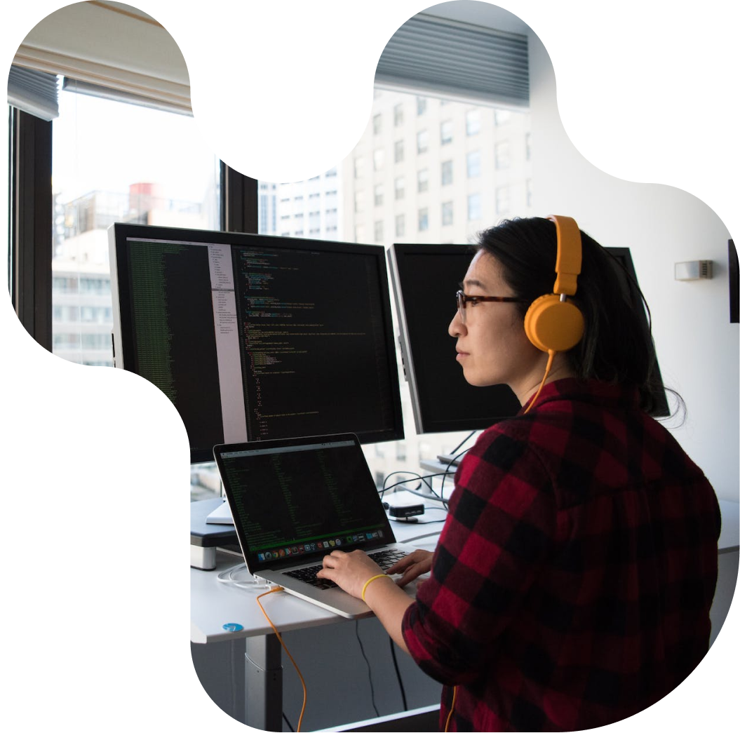 Computer programmer at work in an office