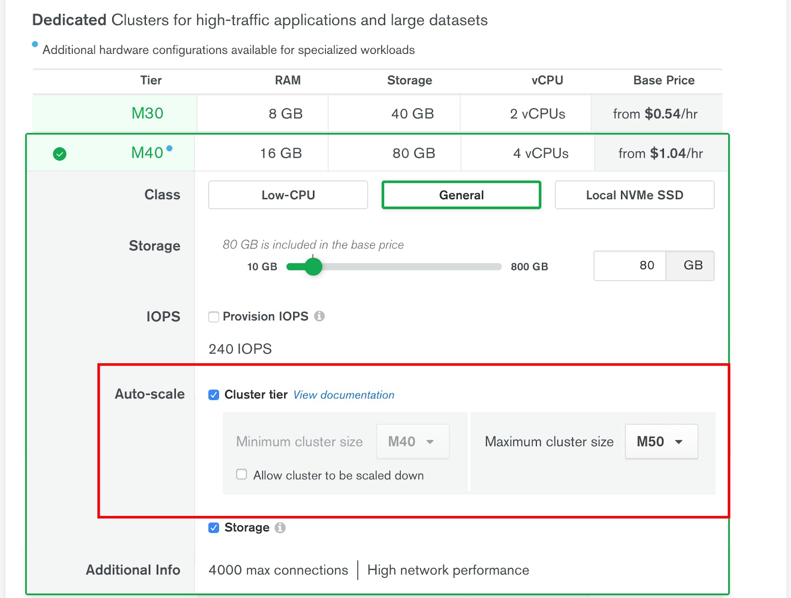 setting up auto-scaling in mongodb atlas