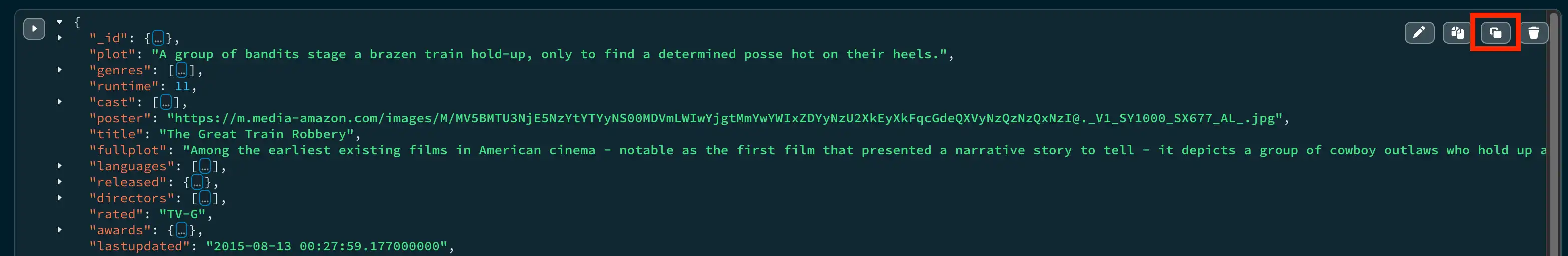 “克隆”按钮JSON