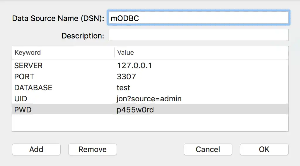 ODBC Manager DSN 配置