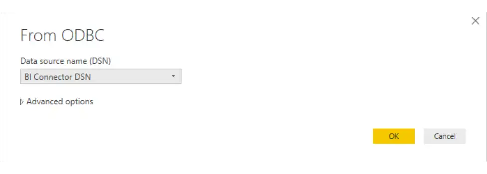 Power BI 数据源列表的屏幕截图