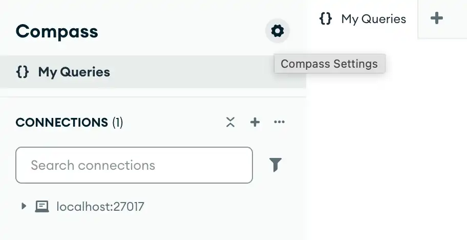 在MongoDB Compass用户界面上设置齿轮图标位置