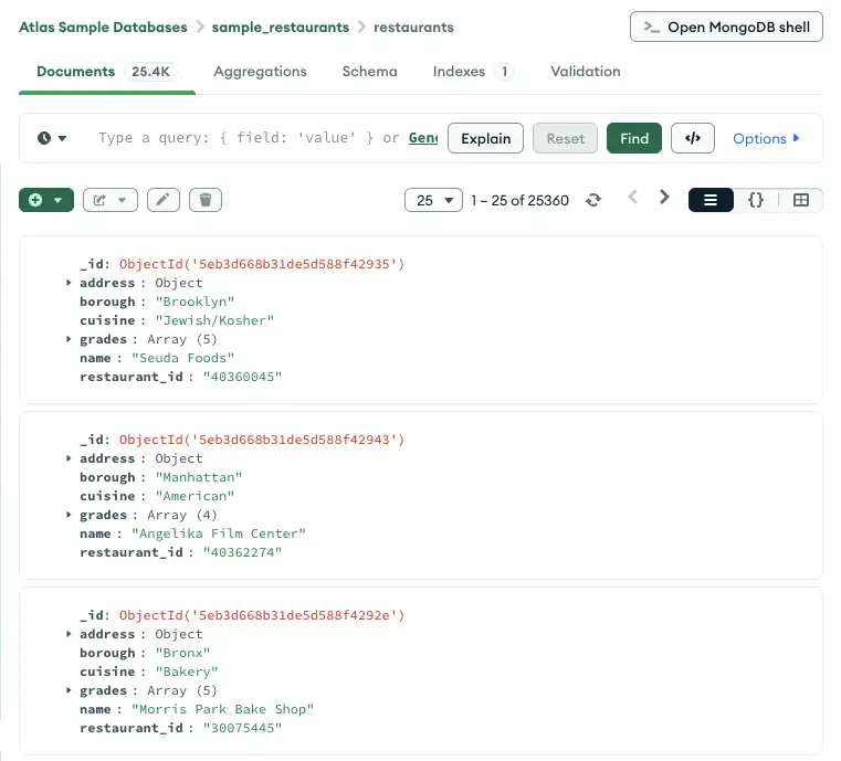 MongoDB Compass 集合查询图像