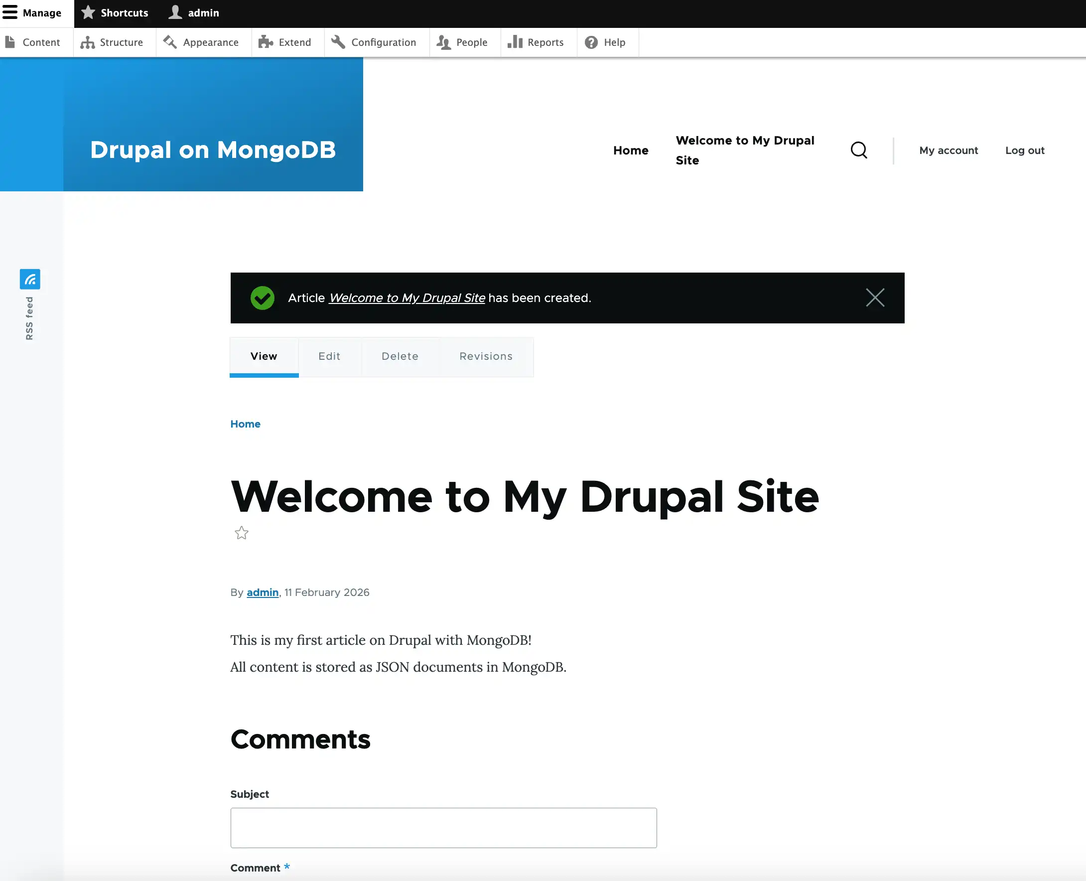 Drupal 文章页面的屏幕截图